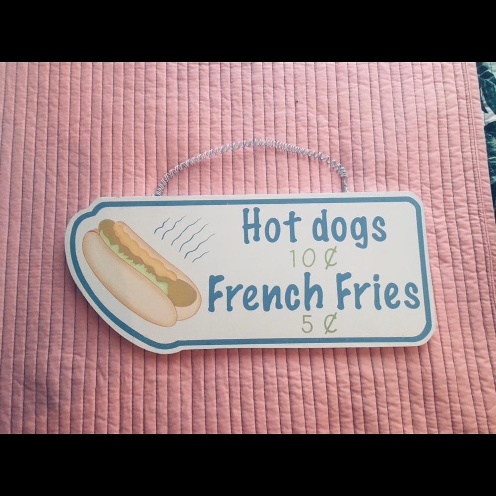 NW HOT DOGS & FRENCH FRIES WOOD SIGN PLAQUE